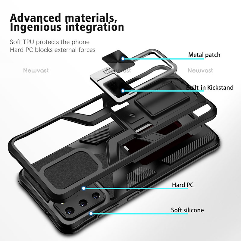 Silicone Matte Finish and Plastic Back Cover Case with Magnetic Finger Ring Stand ZL1 for Samsung Galaxy S20 Plus 5G