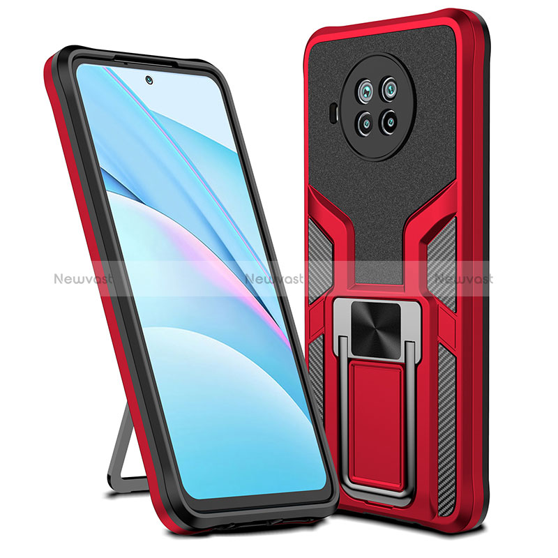 Silicone Matte Finish and Plastic Back Cover Case with Magnetic Finger Ring Stand ZL1 for Xiaomi Mi 10i 5G