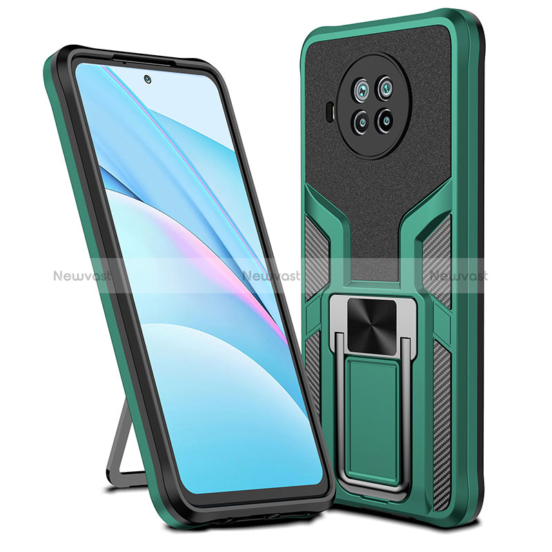 Silicone Matte Finish and Plastic Back Cover Case with Magnetic Finger Ring Stand ZL1 for Xiaomi Mi 10i 5G