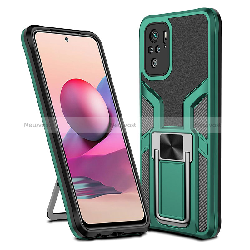 Silicone Matte Finish and Plastic Back Cover Case with Magnetic Finger Ring Stand ZL1 for Xiaomi Redmi Note 11 SE India 4G