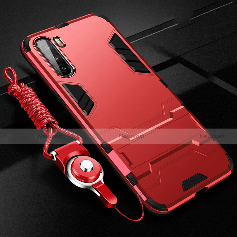 Silicone Matte Finish and Plastic Back Cover Case with Magnetic Stand A01 for Huawei Mate 40 Lite 5G