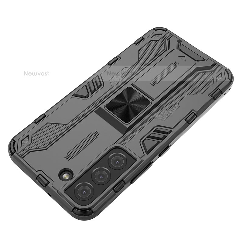 Silicone Matte Finish and Plastic Back Cover Case with Magnetic Stand A01 for Samsung Galaxy S22 Plus 5G