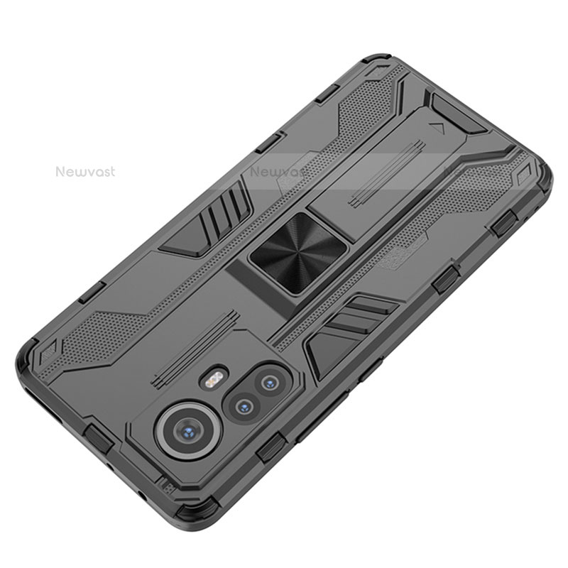 Silicone Matte Finish and Plastic Back Cover Case with Magnetic Stand A01 for Xiaomi Mi 12S Pro 5G