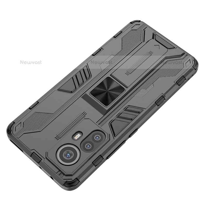 Silicone Matte Finish and Plastic Back Cover Case with Magnetic Stand A01 for Xiaomi Mi 12X 5G