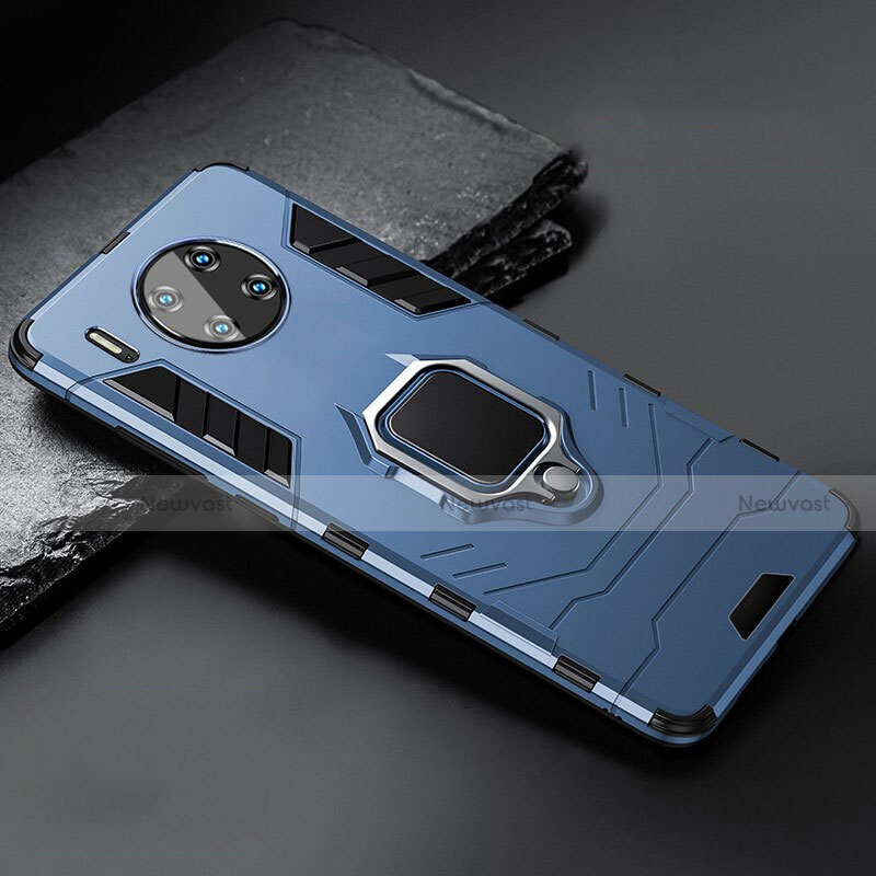 Silicone Matte Finish and Plastic Back Cover Case with Magnetic Stand for Huawei Mate 30 Pro