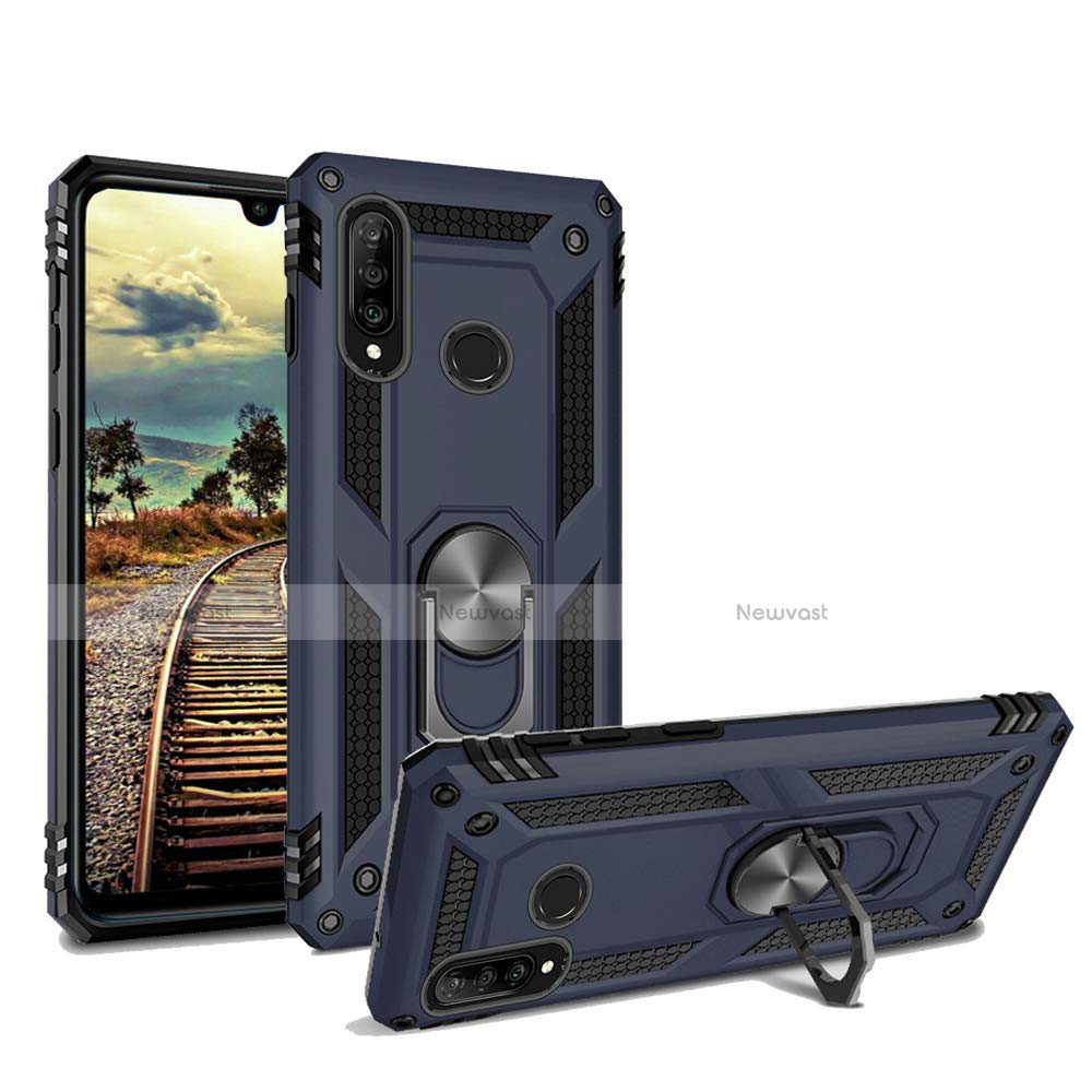 Silicone Matte Finish and Plastic Back Cover Case with Magnetic Stand for Huawei Nova 4e