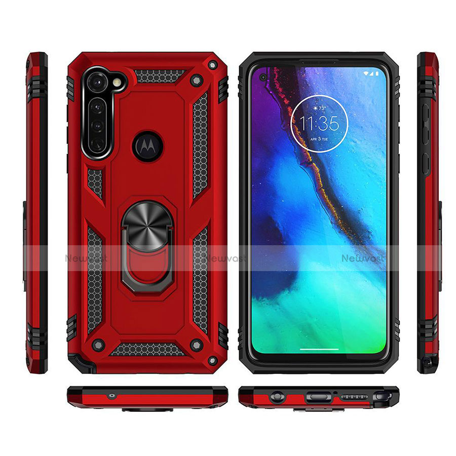 Silicone Matte Finish and Plastic Back Cover Case with Magnetic Stand for Motorola Moto G Pro