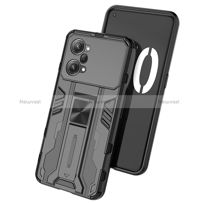 Silicone Matte Finish and Plastic Back Cover Case with Magnetic Stand for Oppo K10 Pro 5G