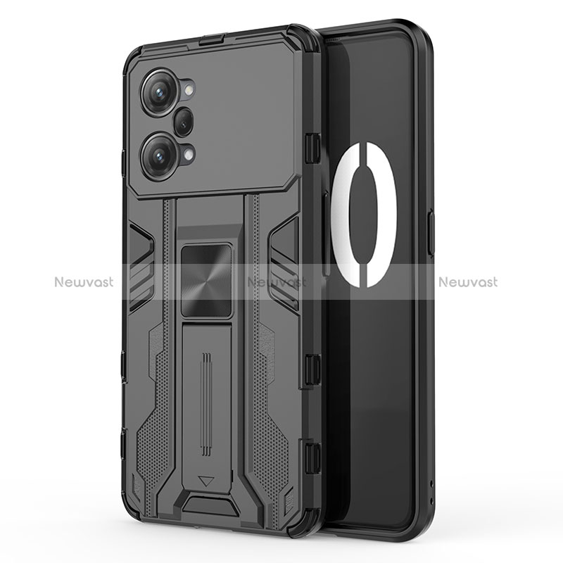 Silicone Matte Finish and Plastic Back Cover Case with Magnetic Stand for Oppo K10 Pro 5G