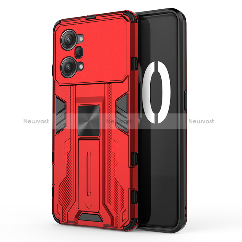 Silicone Matte Finish and Plastic Back Cover Case with Magnetic Stand for Oppo K10 Pro 5G