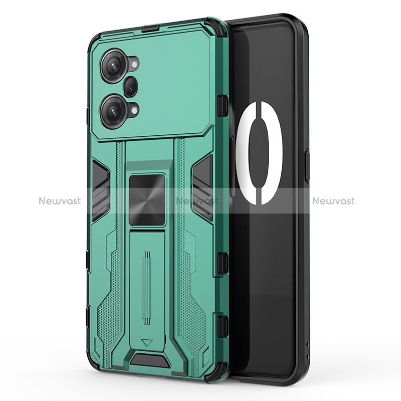 Silicone Matte Finish and Plastic Back Cover Case with Magnetic Stand for Oppo K10 Pro 5G