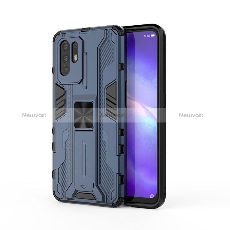 Silicone Matte Finish and Plastic Back Cover Case with Magnetic Stand for Oppo Reno5 Z 5G