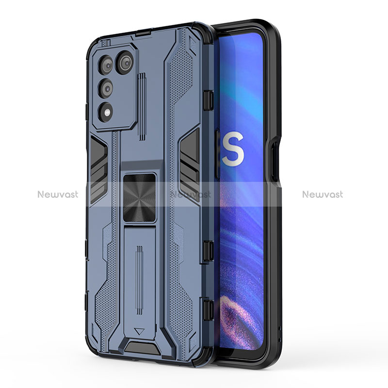 Silicone Matte Finish and Plastic Back Cover Case with Magnetic Stand for Realme 9 SE 5G