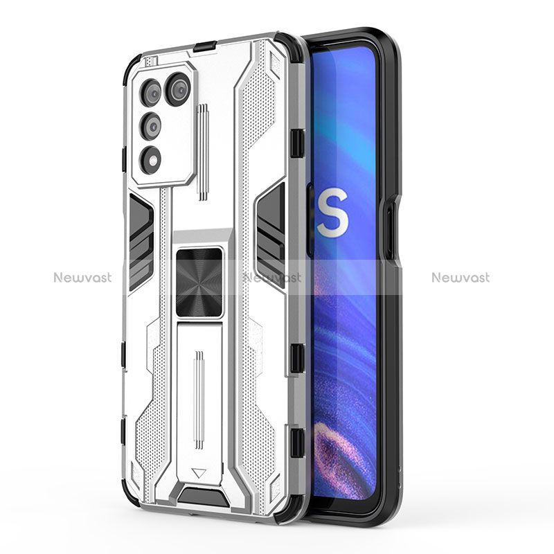 Silicone Matte Finish and Plastic Back Cover Case with Magnetic Stand for Realme 9 SE 5G