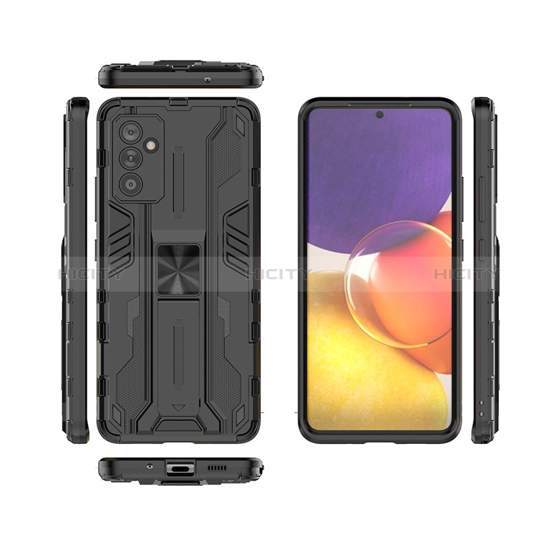 Silicone Matte Finish and Plastic Back Cover Case with Magnetic Stand for Samsung Galaxy A05s