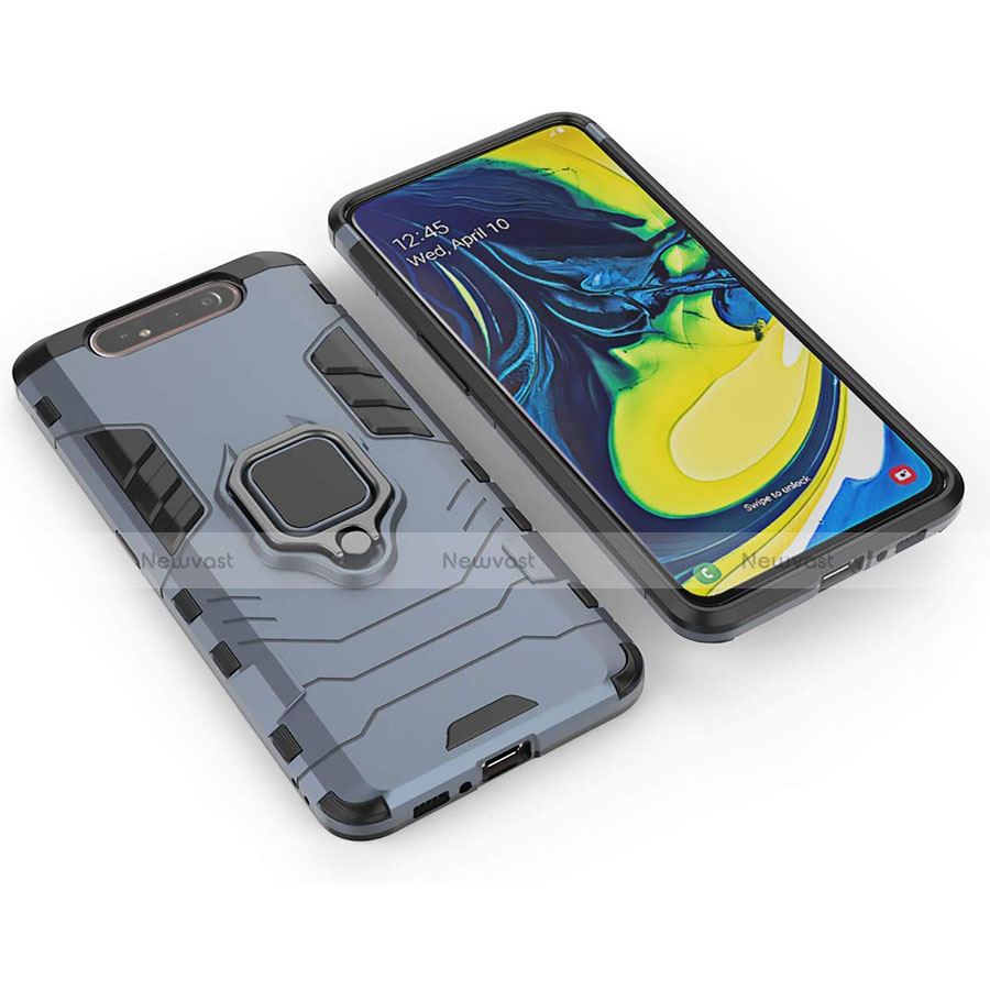 Silicone Matte Finish and Plastic Back Cover Case with Magnetic Stand for Samsung Galaxy A90 4G