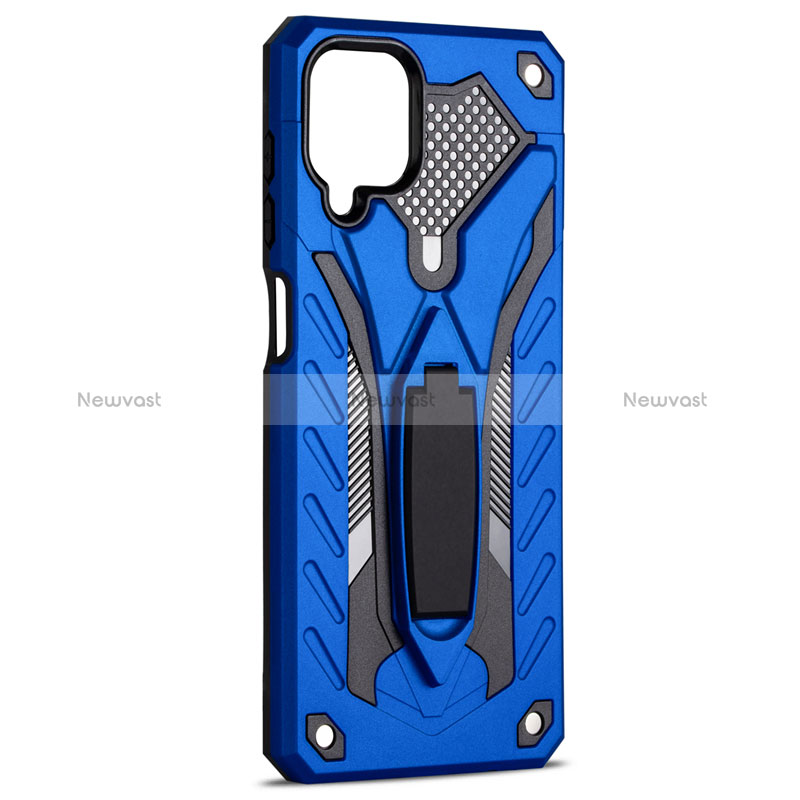 Silicone Matte Finish and Plastic Back Cover Case with Magnetic Stand for Samsung Galaxy M12