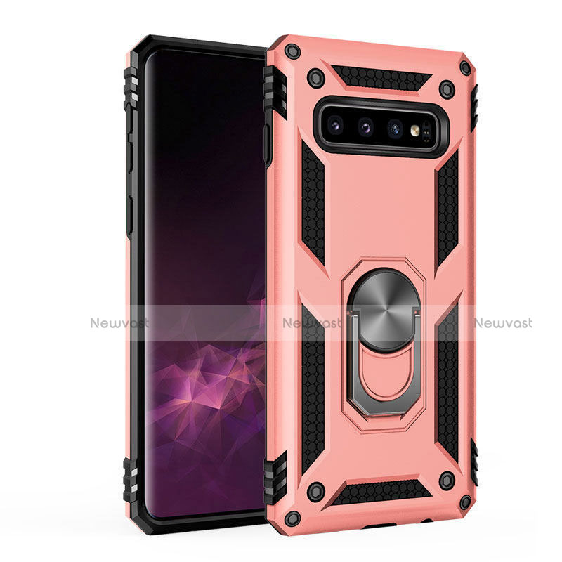 Silicone Matte Finish and Plastic Back Cover Case with Magnetic Stand for Samsung Galaxy S10 5G