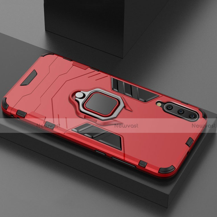 Silicone Matte Finish and Plastic Back Cover Case with Magnetic Stand for Xiaomi Mi 9 Lite Red