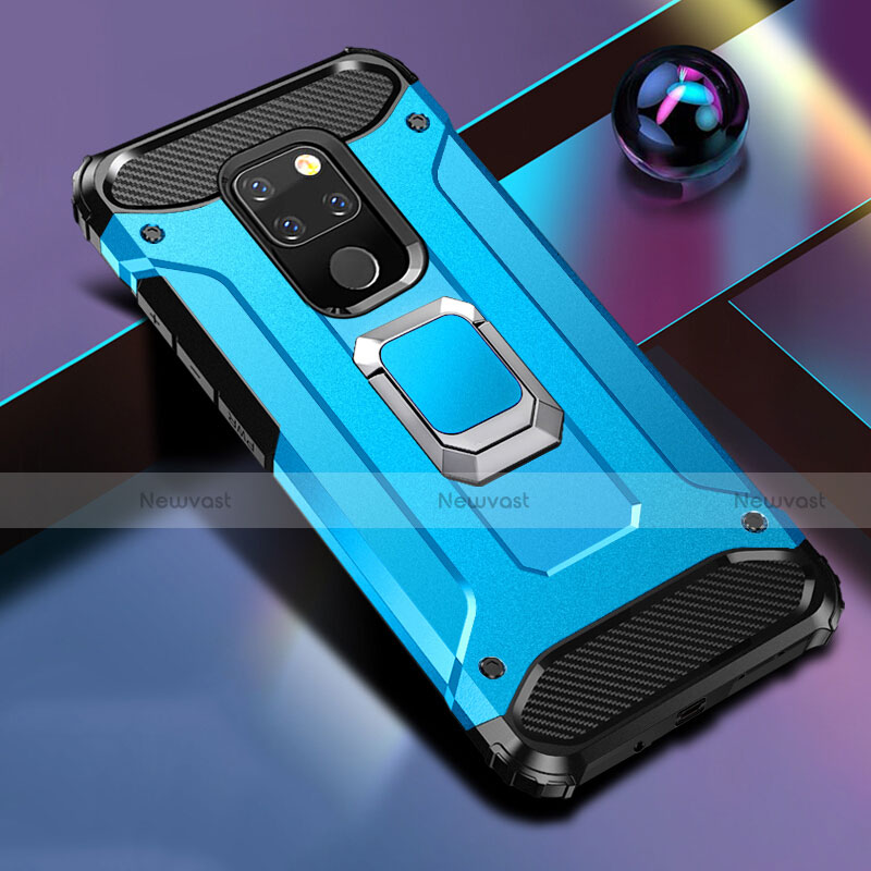 Silicone Matte Finish and Plastic Back Cover Case with Magnetic Stand H01 for Huawei Mate 20 X 5G