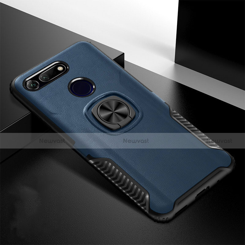 Silicone Matte Finish and Plastic Back Cover Case with Magnetic Stand H02 for Huawei Honor View 20