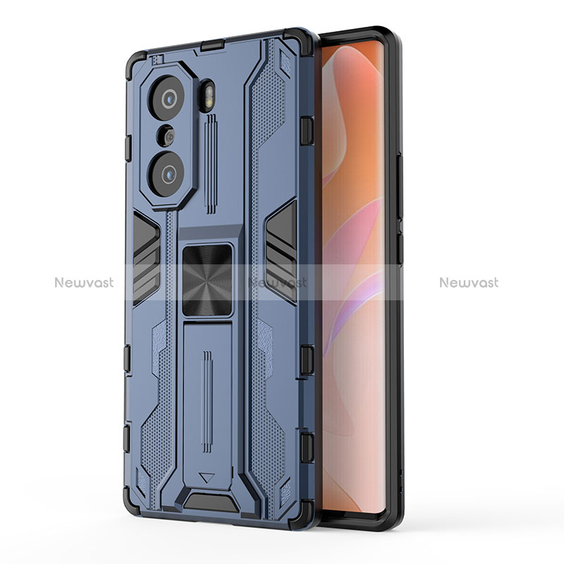 Silicone Matte Finish and Plastic Back Cover Case with Magnetic Stand KC1 for Huawei Honor 60 Pro 5G