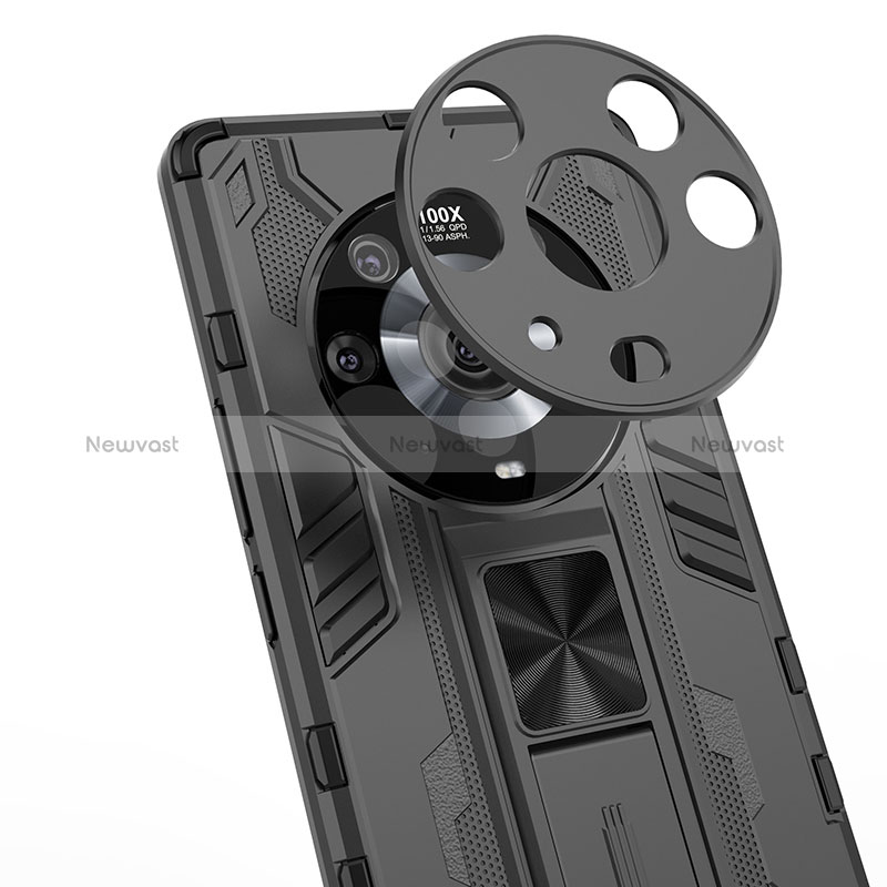 Silicone Matte Finish and Plastic Back Cover Case with Magnetic Stand KC1 for Huawei Honor Magic3 Pro 5G