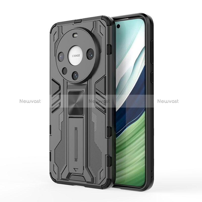 Silicone Matte Finish and Plastic Back Cover Case with Magnetic Stand KC1 for Huawei Mate 60