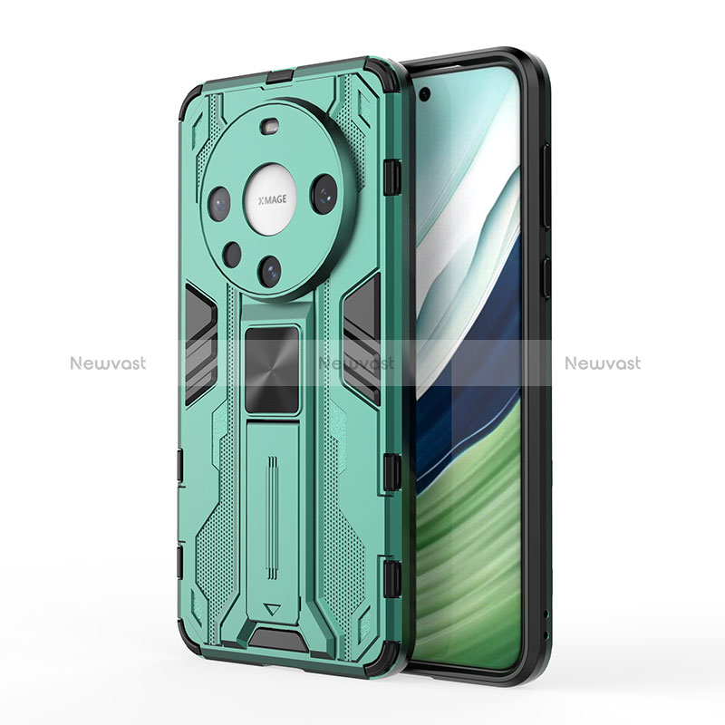 Silicone Matte Finish and Plastic Back Cover Case with Magnetic Stand KC1 for Huawei Mate 60