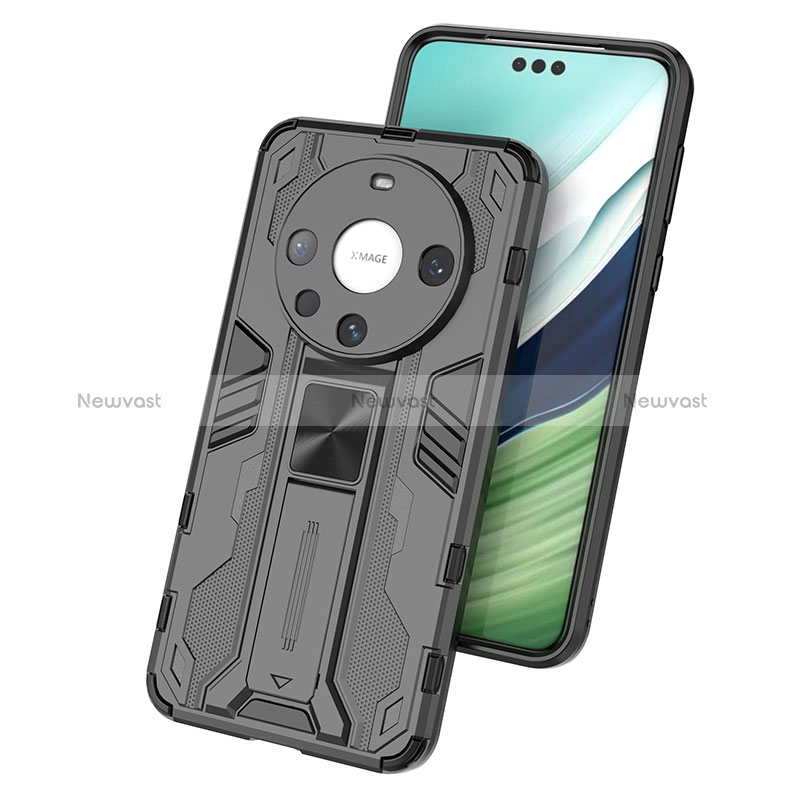 Silicone Matte Finish and Plastic Back Cover Case with Magnetic Stand KC1 for Huawei Mate 60 Pro