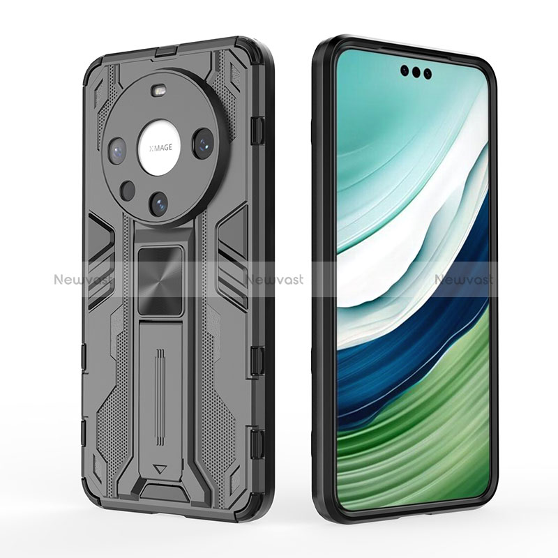 Silicone Matte Finish and Plastic Back Cover Case with Magnetic Stand KC1 for Huawei Mate 60 Pro