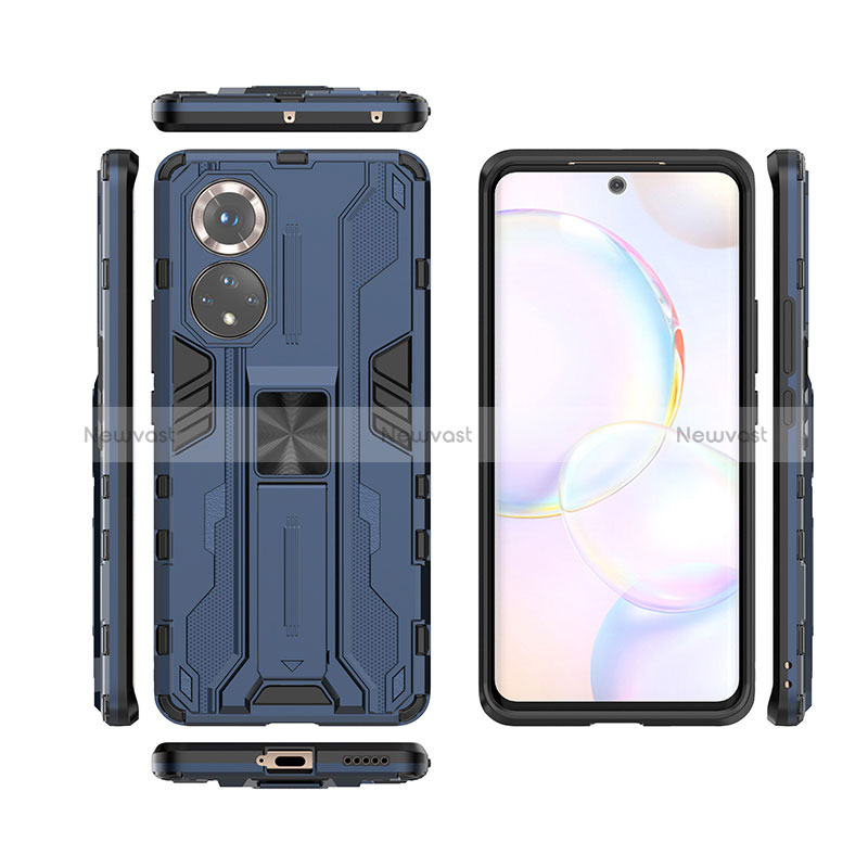 Silicone Matte Finish and Plastic Back Cover Case with Magnetic Stand KC1 for Huawei Nova 9