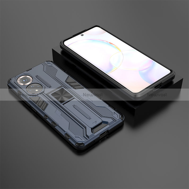 Silicone Matte Finish and Plastic Back Cover Case with Magnetic Stand KC1 for Huawei Nova 9