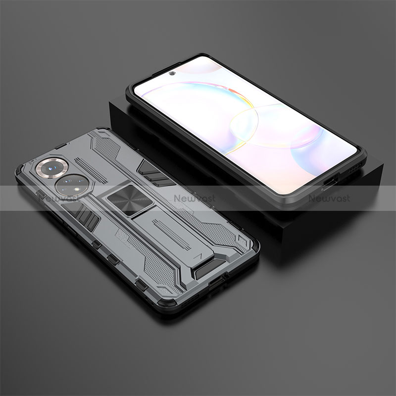 Silicone Matte Finish and Plastic Back Cover Case with Magnetic Stand KC1 for Huawei Nova 9