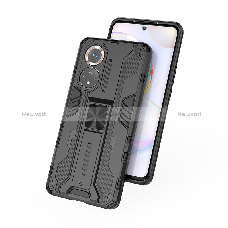 Silicone Matte Finish and Plastic Back Cover Case with Magnetic Stand KC1 for Huawei Nova 9