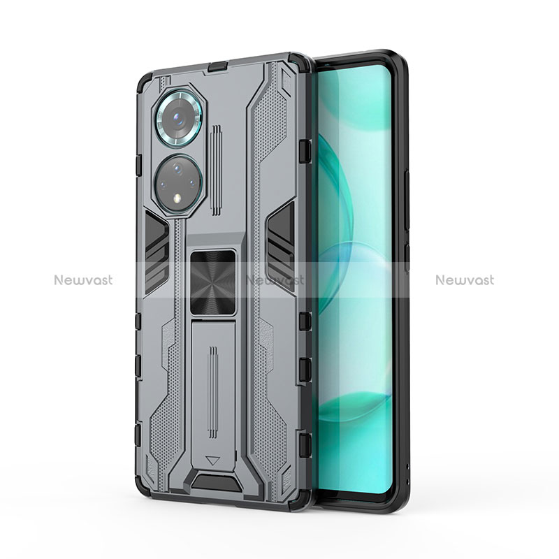 Silicone Matte Finish and Plastic Back Cover Case with Magnetic Stand KC1 for Huawei Nova 9 Pro