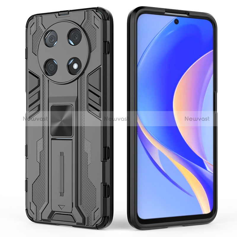 Silicone Matte Finish and Plastic Back Cover Case with Magnetic Stand KC1 for Huawei Nova Y90