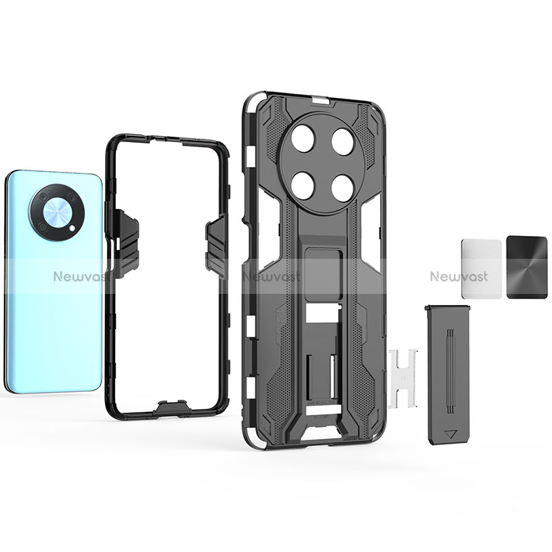 Silicone Matte Finish and Plastic Back Cover Case with Magnetic Stand KC1 for Huawei Nova Y90