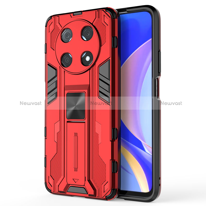 Silicone Matte Finish and Plastic Back Cover Case with Magnetic Stand KC1 for Huawei Nova Y90