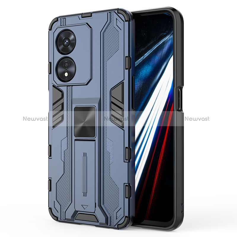 Silicone Matte Finish and Plastic Back Cover Case with Magnetic Stand KC1 for Oppo A78 4G