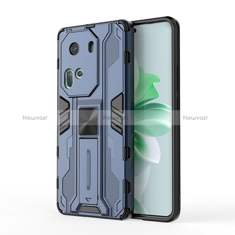 Silicone Matte Finish and Plastic Back Cover Case with Magnetic Stand KC1 for Oppo Reno11 5G