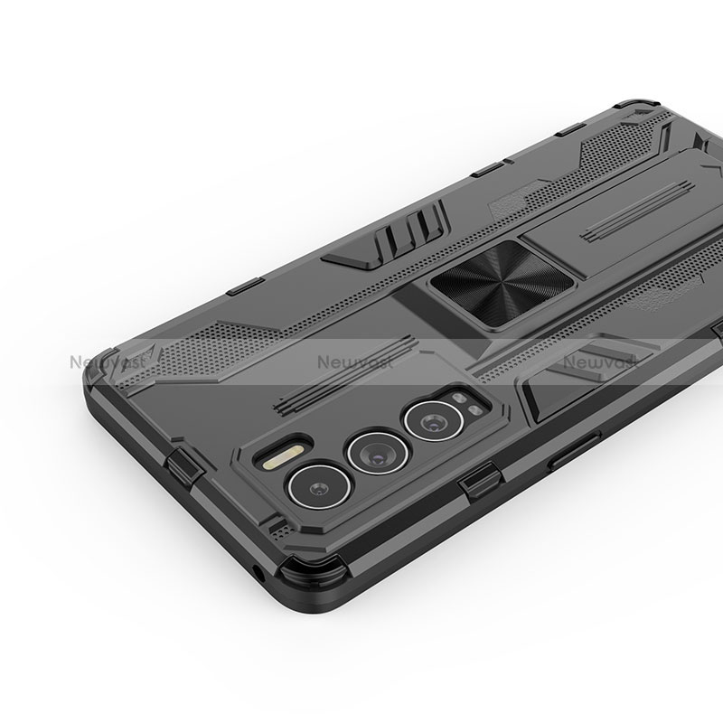 Silicone Matte Finish and Plastic Back Cover Case with Magnetic Stand KC1 for Realme GT Master Explorer 5G