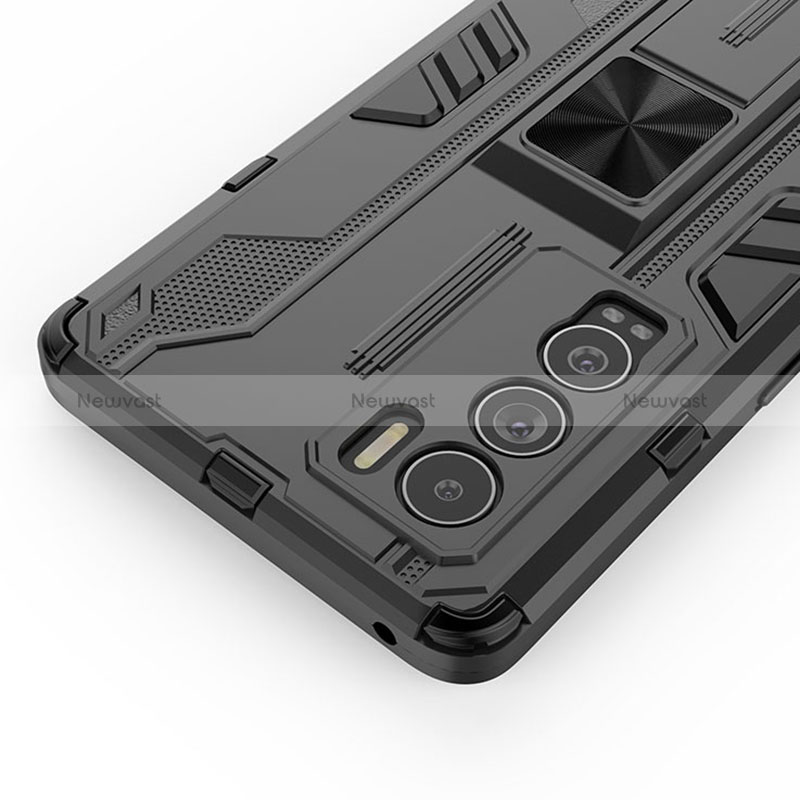 Silicone Matte Finish and Plastic Back Cover Case with Magnetic Stand KC1 for Realme GT Master Explorer 5G