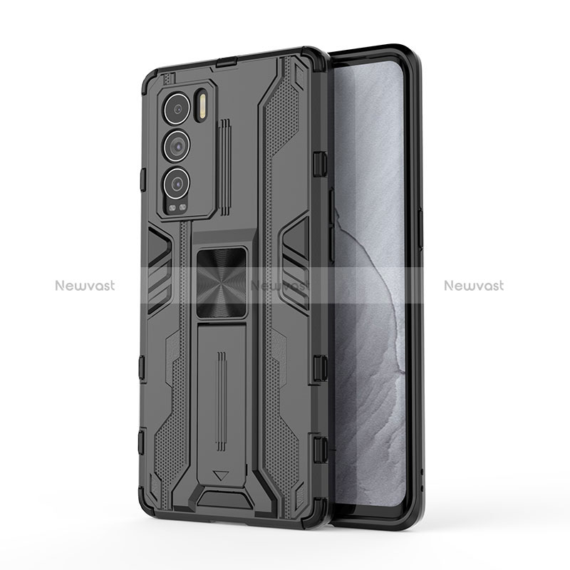 Silicone Matte Finish and Plastic Back Cover Case with Magnetic Stand KC1 for Realme GT Master Explorer 5G