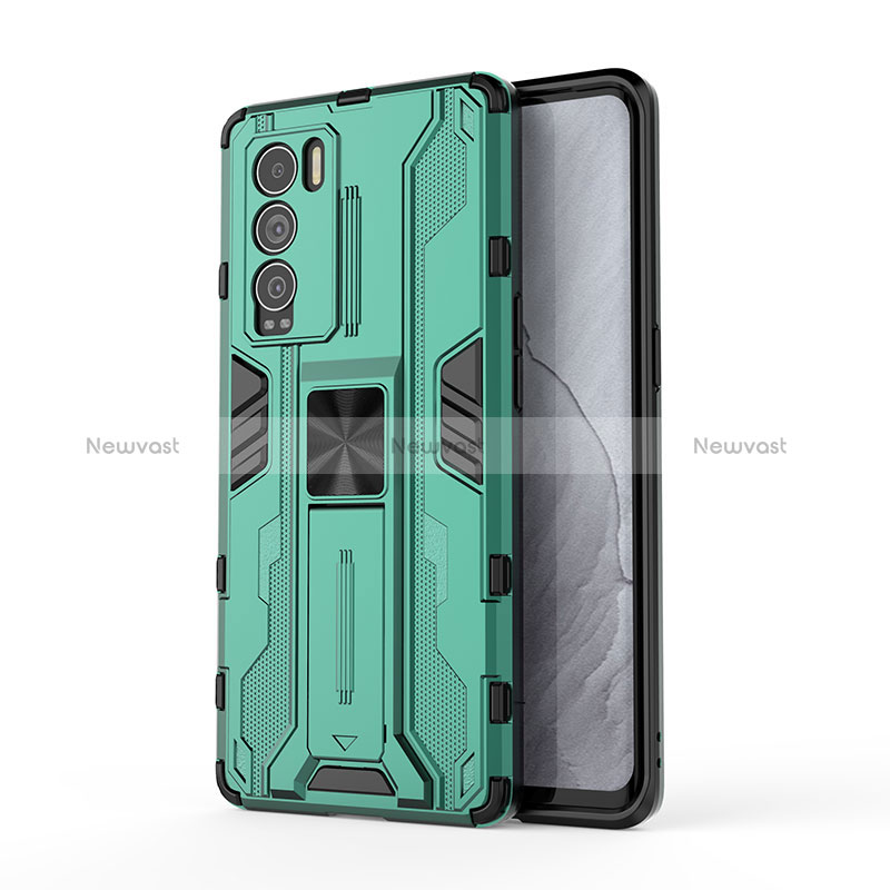 Silicone Matte Finish and Plastic Back Cover Case with Magnetic Stand KC1 for Realme GT Master Explorer 5G