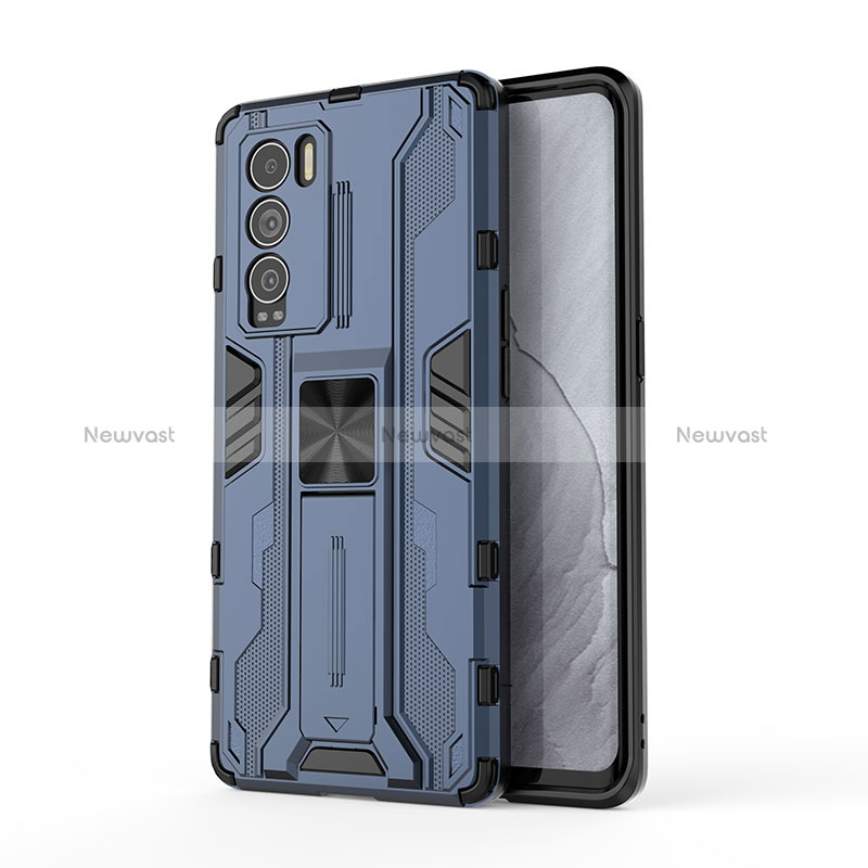 Silicone Matte Finish and Plastic Back Cover Case with Magnetic Stand KC1 for Realme GT Master Explorer 5G