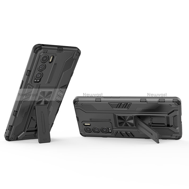 Silicone Matte Finish and Plastic Back Cover Case with Magnetic Stand KC1 for Realme GT Master Explorer 5G