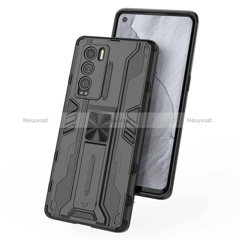 Silicone Matte Finish and Plastic Back Cover Case with Magnetic Stand KC1 for Realme GT Master Explorer 5G