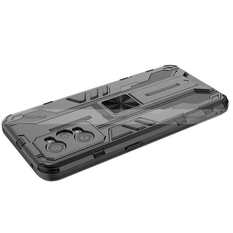 Silicone Matte Finish and Plastic Back Cover Case with Magnetic Stand KC1 for Realme GT Neo 3T 5G