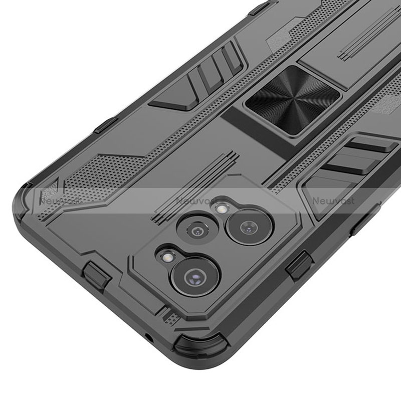 Silicone Matte Finish and Plastic Back Cover Case with Magnetic Stand KC1 for Realme GT Neo 3T 5G